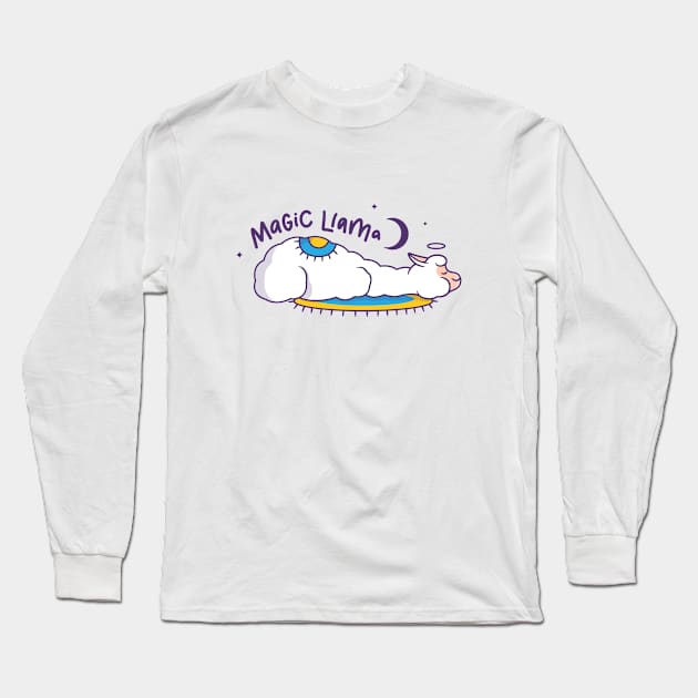 Cute Llama Sleeping Magic Llama Long Sleeve T-Shirt by mchda